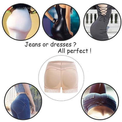 Women’s Padded Seamless Underwear – Fake Buttock Body Shaper Panties, High Waist Hip Enhancer & Tummy Control Shorts