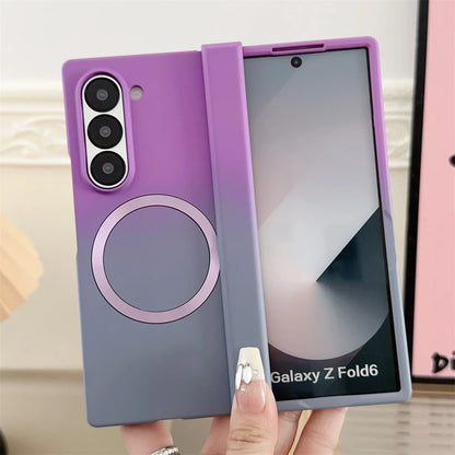 Gradient Dual Color Magnetic Liquid Silicone Phone Case for Samsung Galaxy Z Fold 7 / 6 / 5 / 4 / Z Fold 3 – MagSafe Compatible Shockproof Cover with Soft Touch Protection