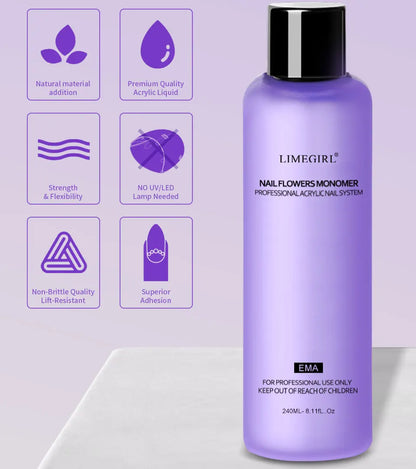 Limegirl Large Capacity Nail Acrylic Liquid Monomer - 40/70/120/240ml for DIY Nail Art, Acrylic Powder & Manicure
