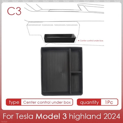 Tesla Model 3 Highland 2024 Center Console Storage Box – Armrest Organizer Accessory for Model 3 Stowing & Tidying