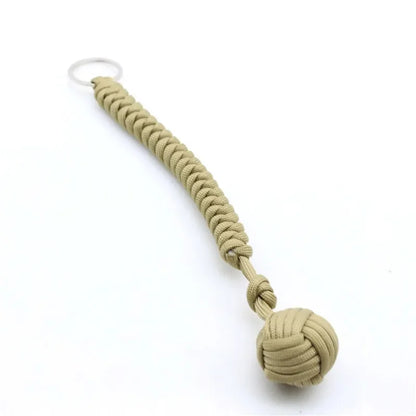 Monkey Fist Steel Ball Keychain – Self-Defense Survival Lanyard with Braided Rope for Outdoor Safety