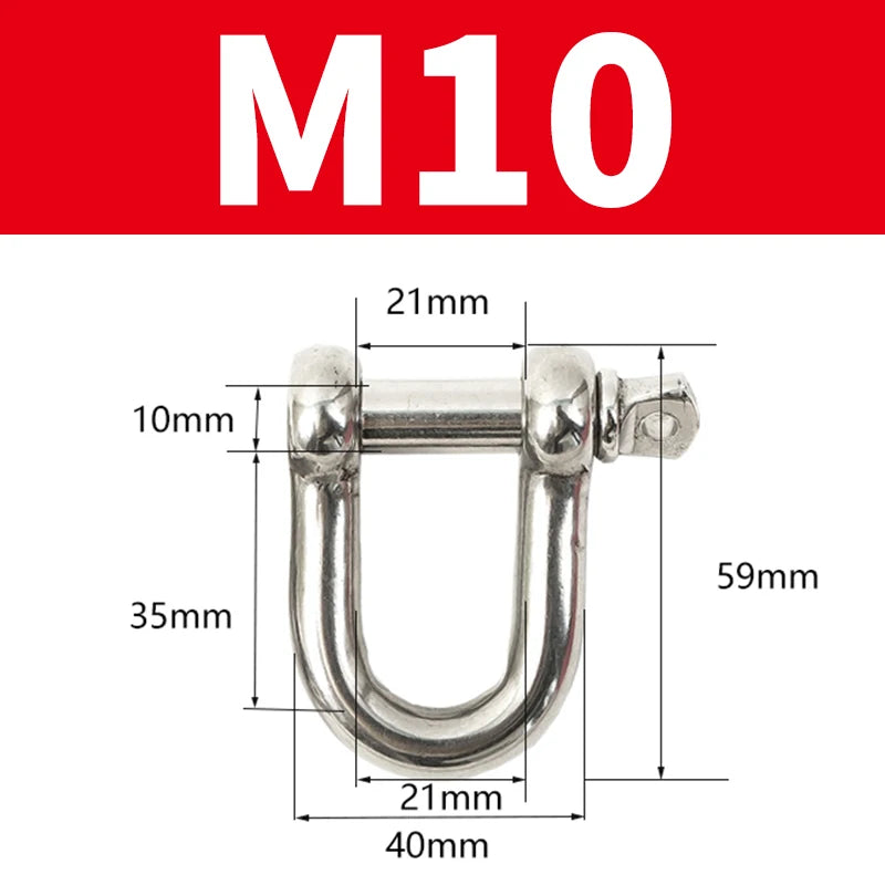 304 Stainless Steel D Shackle - Straight Short Rigging Hook for Boat & Marine Hardware