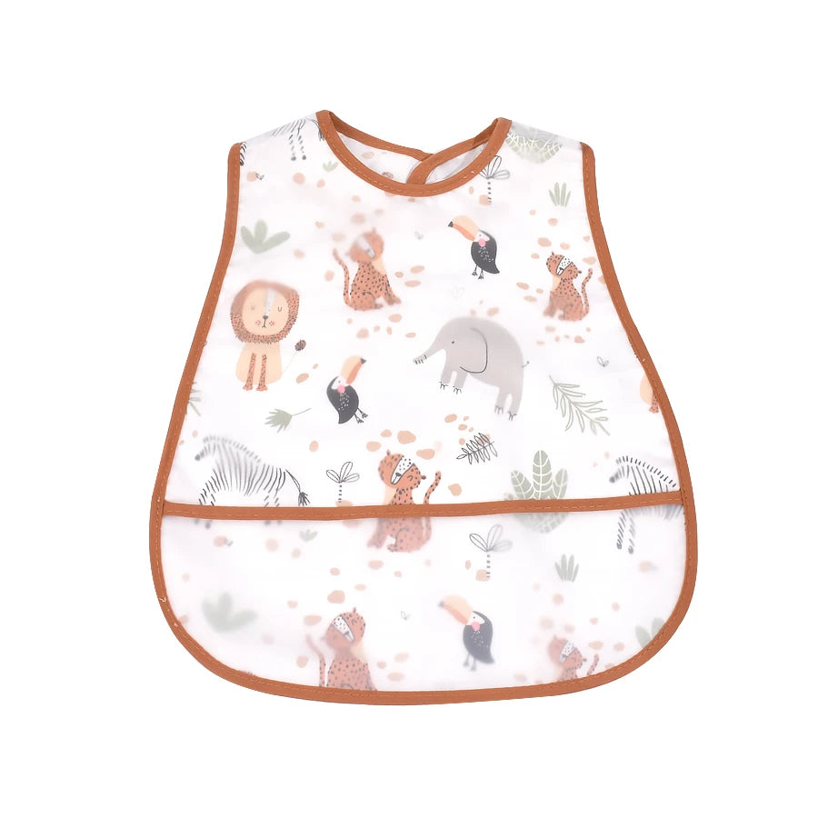 Adjustable Baby Bibs - Waterproof EVA Cotton Cartoon Feeding Bibs with Burp Cloth for Boys & Girls