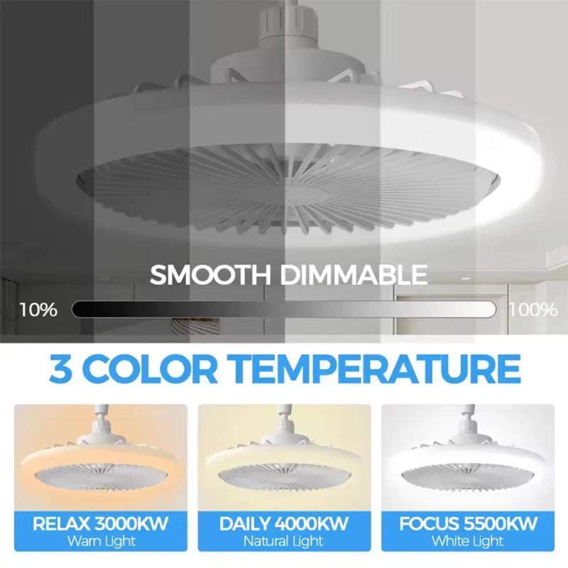Rotatable 3-in-1 Ceiling Fan Light - E27 LED Converter with Smart Remote Control for Bedroom, Kitchen & Study