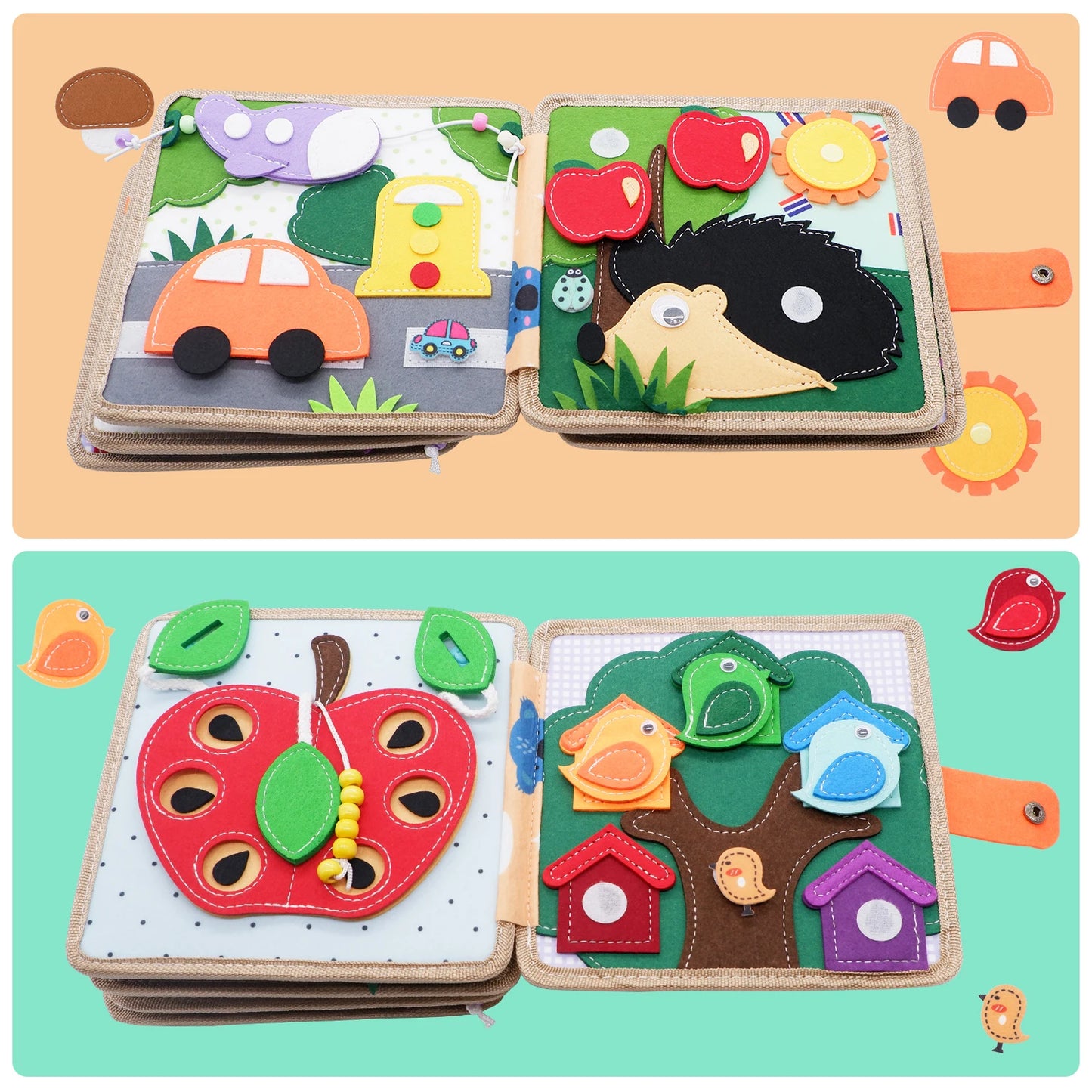 Baby Soft 3D Cloth Book – Montessori Early Learning Toy for Color Cognition & Basic Life Skills