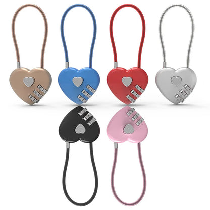 Heart-Shaped Love Lock for Wedding, School Bag, Backpack & Trolley Box - Zinc Alloy Combination Lock