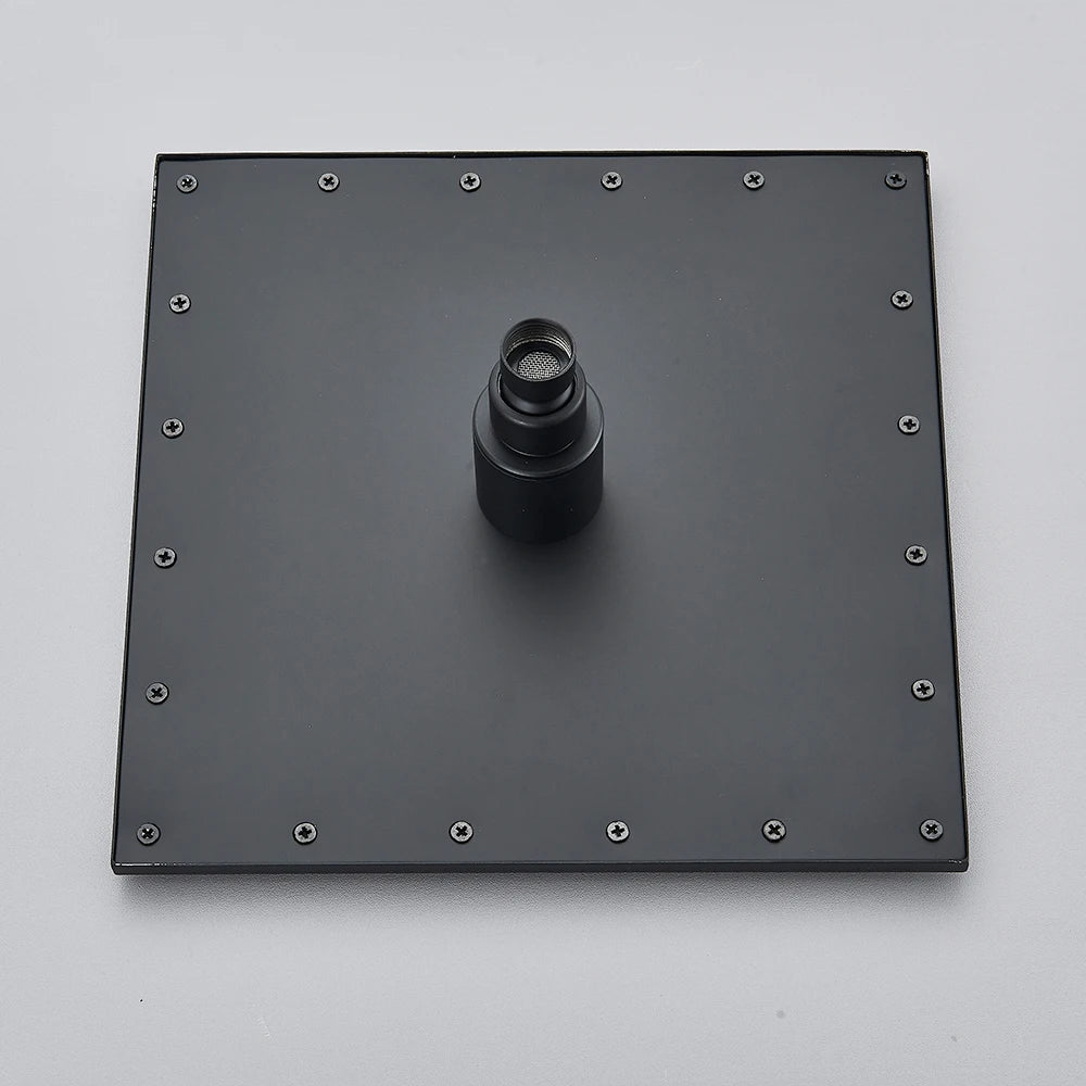 Black Ceiling Mounted LED Rainfall Shower Head – Intelligent Remote Control Concealed Waterfall Tap