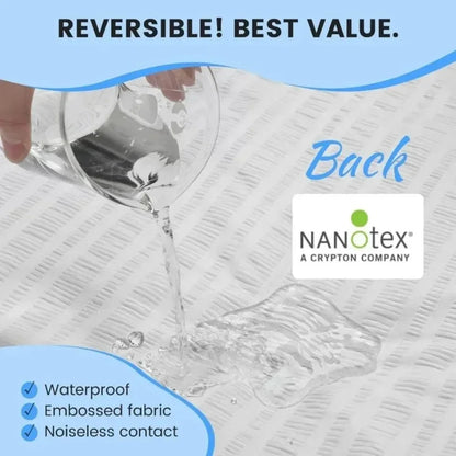 Reversible Queen Memory Foam Mattress Pad - Bamboo Viscose Egg Crate Topper, Noiseless Waterproof