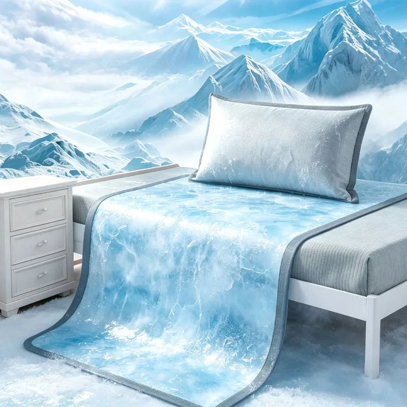 Summer Cooling Ice Silk Mat - Breathable Jacquard Sleeping Pad for Home & Travel