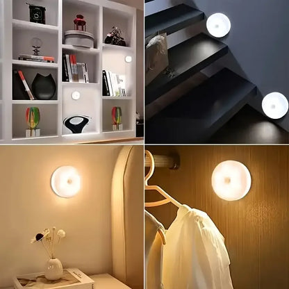 Motion Sensor LED Night Light USB Rechargeable – Wireless Cabinet, Wardrobe & Staircase Lamp (1–8PCS)