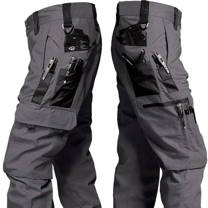 Men's Tactical Cargo Work Pants - Waterproof Multi-Pocket Outdoor Hiking Trousers for Spring & Autumn