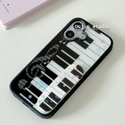 Cute Piano Art Star Phone Case - Y2K Keyboard Design Cover for iPhone 17, 16, 15, 14, 13, 12, 11, X, XR, 8 & 7 Plus
