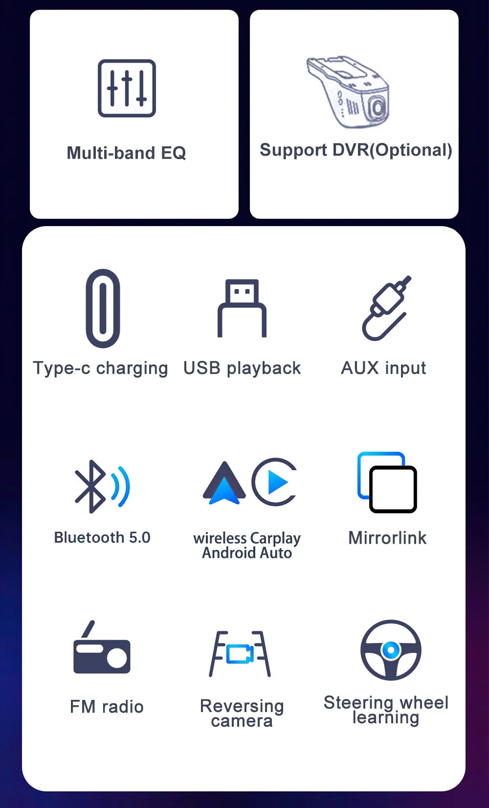Universal 1DIN 6.9" Wireless CarPlay Android Auto – MP5 Multimedia Car Radio Stereo with TYPE-C Fast Charging