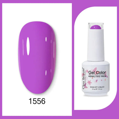 Clou Beaute 15ml Gel Nail Polish Set – Red Black White Green Neon UV Soak-Off Semi-Permanent Nail Varnish Base & Velvet Top Coat