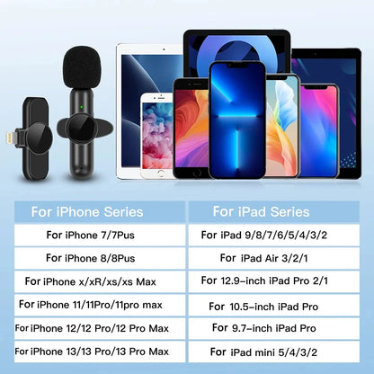K61 Wireless Lavalier Microphone – Mini Mic for iPhone, iPad, Android, Laptop, and Live Streaming