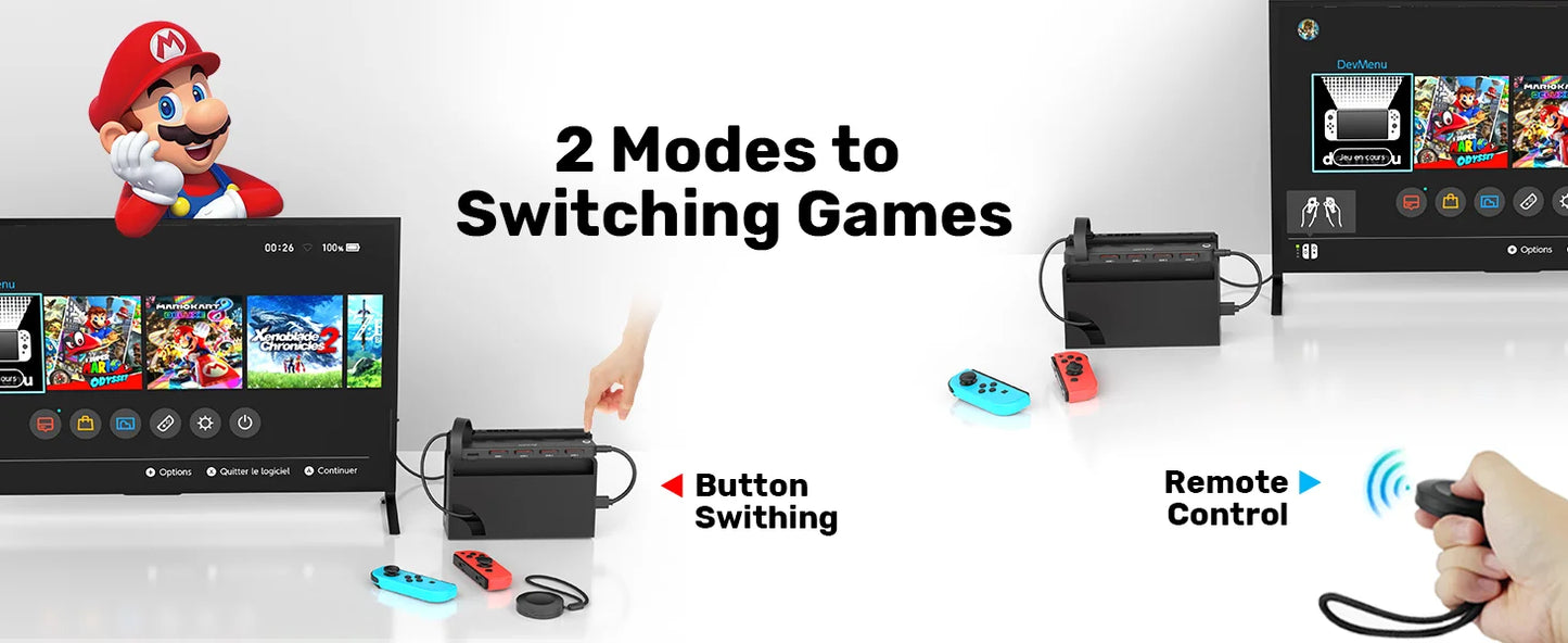 Unitek Game Card Switcher for Nintendo Switch OLED — Multi-Game Card Reader with Wireless Remote Control Accessory