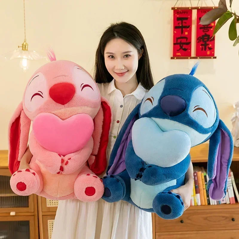 Disney Pink Lilo & Stitch Heart Plush Doll — Cute Cartoon Angel Soft Toy | Kawaii Birthday Gift for Kids