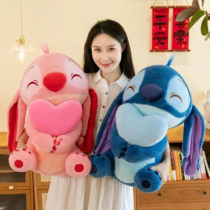 Disney Pink Lilo & Stitch Heart Plush Doll — Cute Cartoon Angel Soft Toy | Kawaii Birthday Gift for Kids