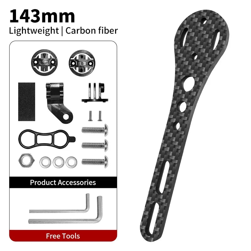 BUCKLOS Carbon Fiber Bike Computer Mount – 143mm/165mm Speedometer Holder for Garmin, Road & Mountain Bikes