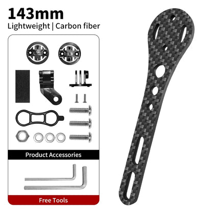 BUCKLOS Carbon Fiber Bike Computer Mount – 143mm/165mm Speedometer Holder for Garmin, Road & Mountain Bikes