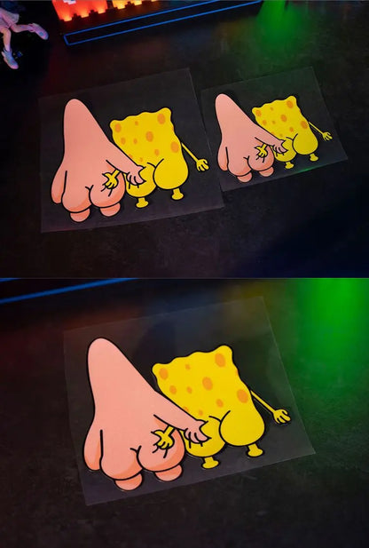 Kawaii SpongeBob SquarePants Car Stickers – Cartoon Personalized Creative Window Decoration for Electric Cars