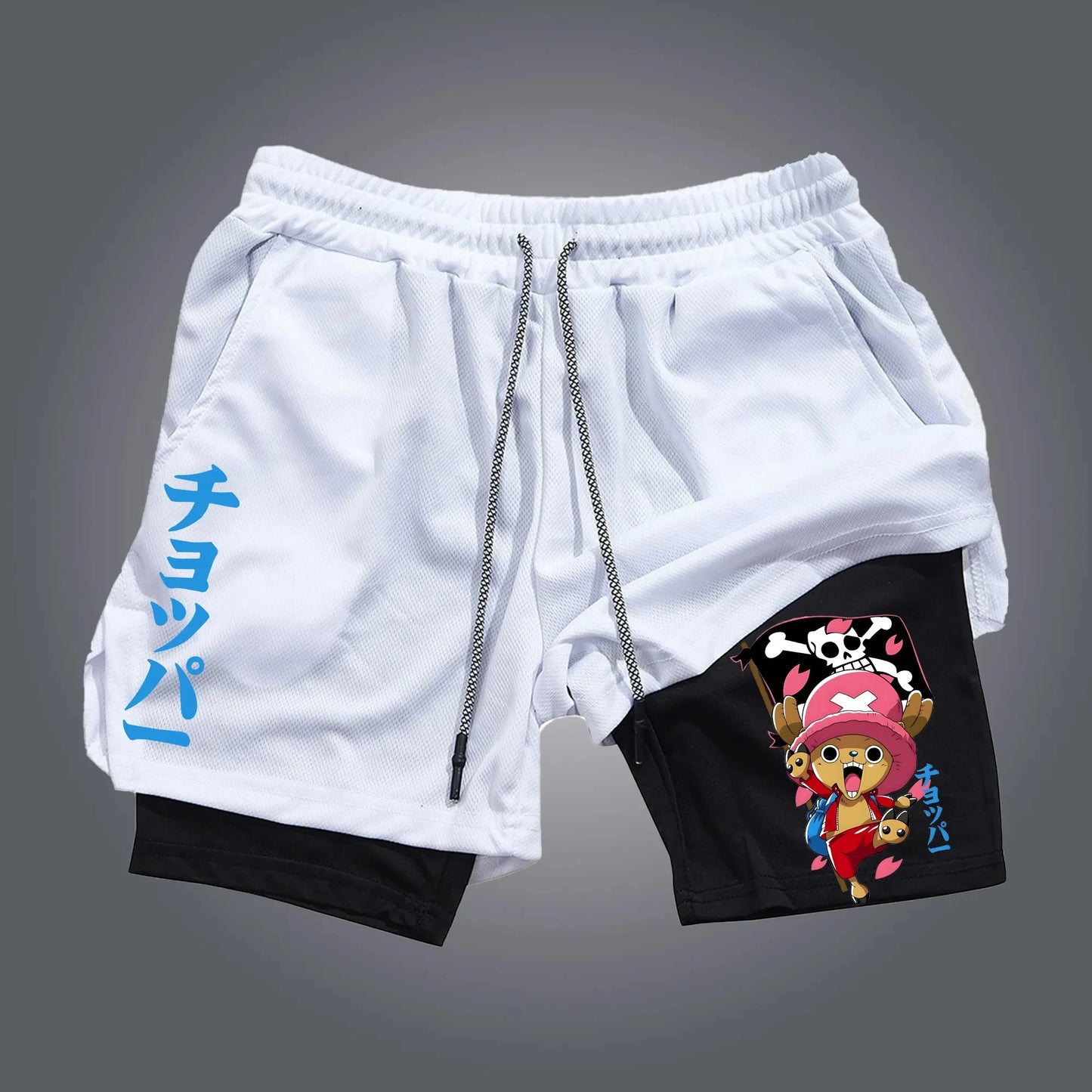 ONE PIECE Anime Double-Layer Shorts – Men’s Breathable Sports Five-Point Pants