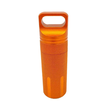 Aluminum Alloy Airtight Pill Container — Portable Waterproof EDC Single-Chamber Capsule Holder & Medicine Case