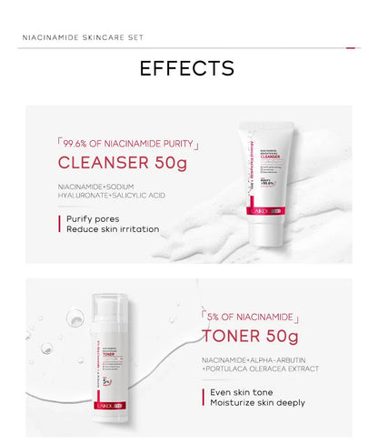 Niacinamide Skin Care Set – Oil Control, Anti-Wrinkle & Whitening Face Serum, Cream, Toner 4-Piece Kit