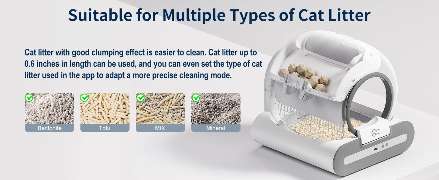 DOEL Automatic Self-Cleaning Cat Litter Box – App-Controlled Smart Toilet with Litter Mat for Multiple Large Cats