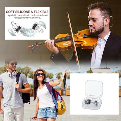 HUAK Silicone High-Fidelity Earplugs with Storage Box — Noise Protection for Concerts, Musicians, Motorcycles & Sensitive Ears