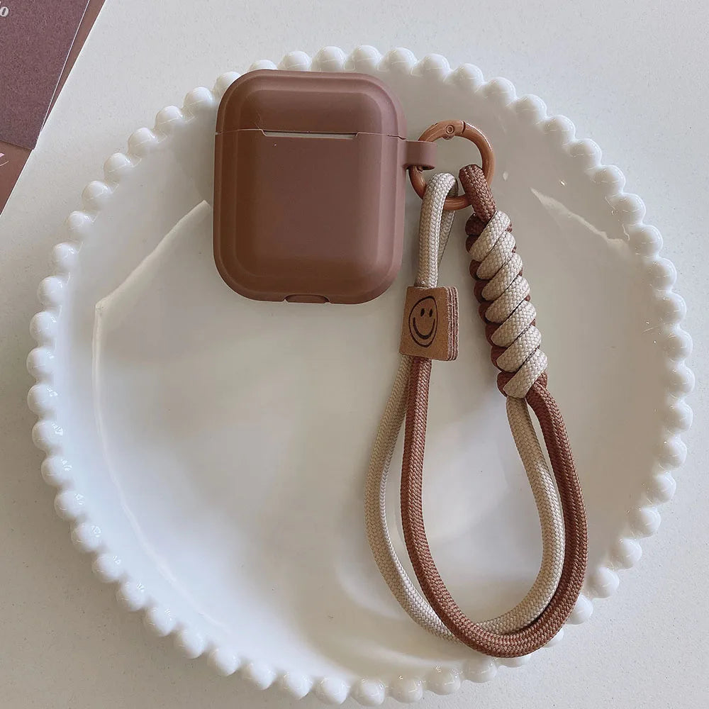 Caramel Soft Silicone Earphone Case with Bracelet — Fall Prevention Cover for AirPods 2, 3, Pro 2 Bluetooth Charging Box