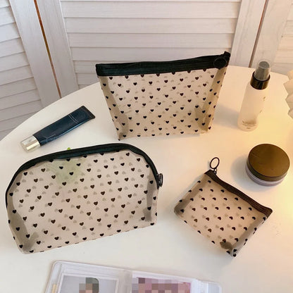 Female Makeup Pouch – Portable Small & Large Mesh Cosmetic Bag, Toiletry Beauty Case, Travel Makeup Organizer Storage Bag