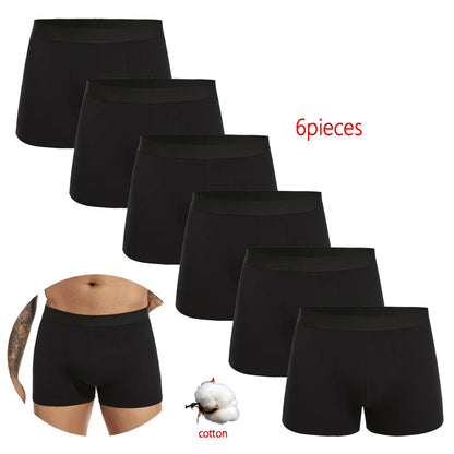 6-Pack Men’s Black Boxer Shorts – Soft Breathable Cotton Underwear Set, Comfortable Everyday Male Boxers Briefs 2024 Style
