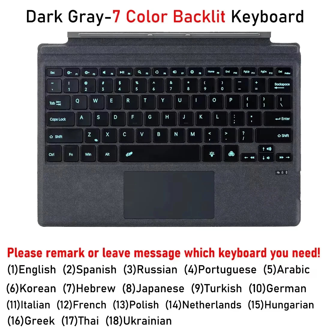 Backlit Bluetooth Keyboard with Trackpad – Wireless Teclado for Microsoft Surface Pro 3–11/X