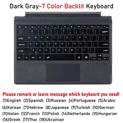 Backlit Bluetooth Keyboard with Trackpad – Wireless Teclado for Microsoft Surface Pro 3–11/X