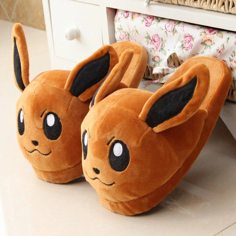 Anime Pokémon Cotton Warm Slippers — Pikachu, Gengar, Snorlax Plush Indoor Shoes for Women, Autumn Winter Home Footwear