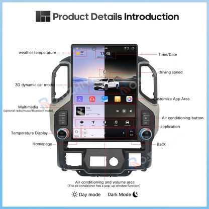 15.6" Car Multimedia Player - GPS Navigation, CarPlay, Android Auto, 4G & WiFi for Chevrolet Silverado & GMC Sierra 2019-2023