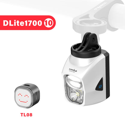 TOWILD DL1200S/DL1700 Bike Light - Rechargeable MTB Front Headlight with Cut-Off Beam, 1900LM Output & Power Bank Function