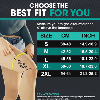Thigh High Footless Compression Stockings for Men & Women – Silicone Grip Top Firm Support for Varicose Veins, Swelling & Improved Circulation