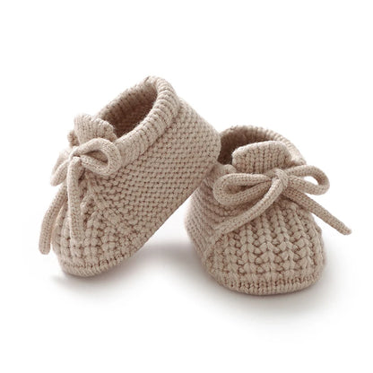 Newborn Baby Shoes — Knitted First Boots for Boys & Girls, Solid Toddler Bed Footwear 0-18M