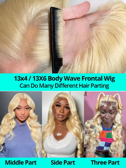 613 Honey Blonde 13x6 HD Lace Front Wig – Body Wave Transparent Human Hair Wig for Black Women