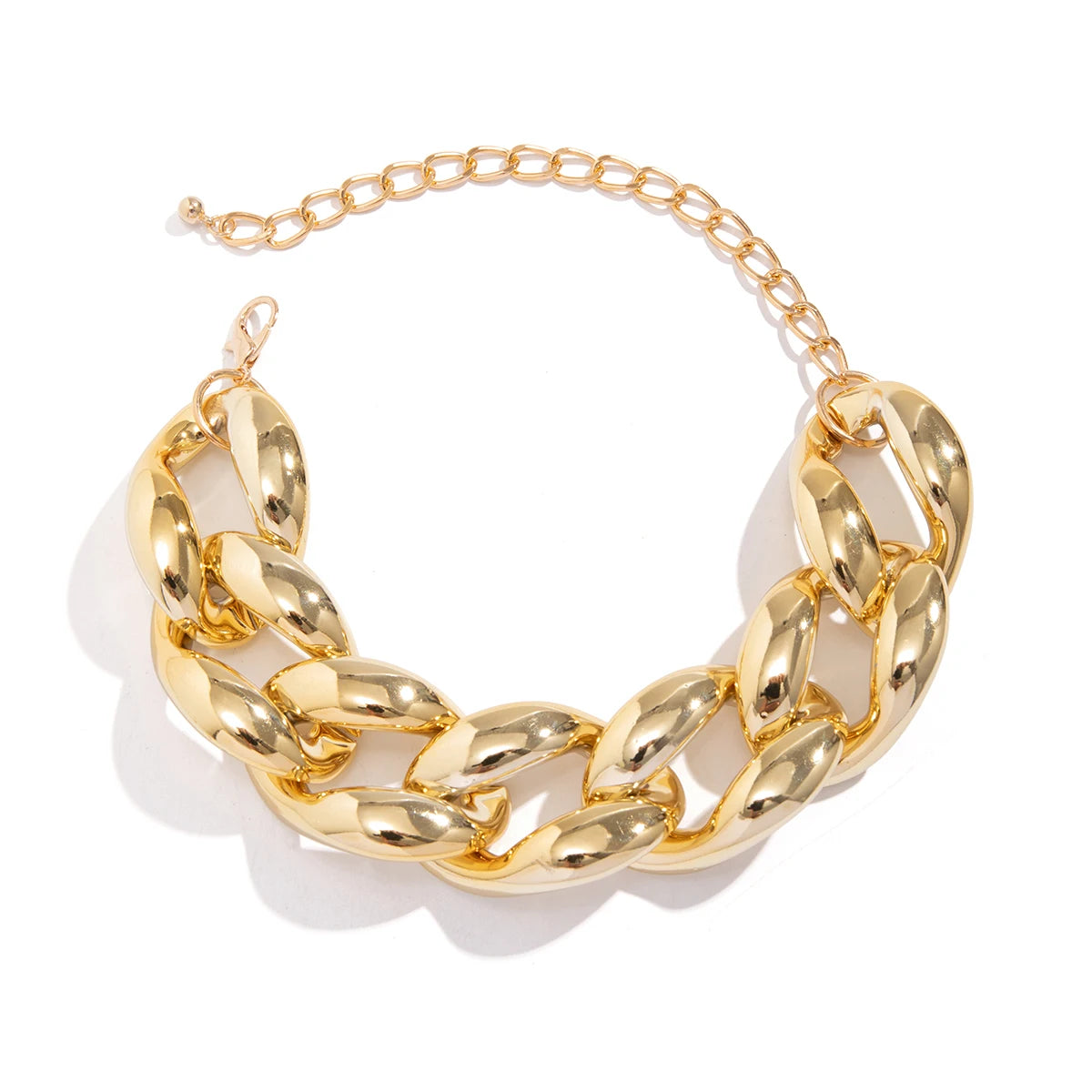 Exaggerated Plastic CCB Chunky Chain Necklace – Vintage Goth Twisted Lock, Thick Choker, Grunge Jewelry for Women & Men, Steampunk Style