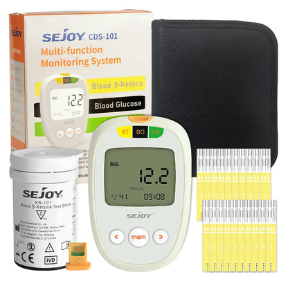 Blood Ketone Monitoring Starter Kit - Digital Ketone Meter with 50 Test Strips, 50 Lancets and Lancing Device for Keto Diets