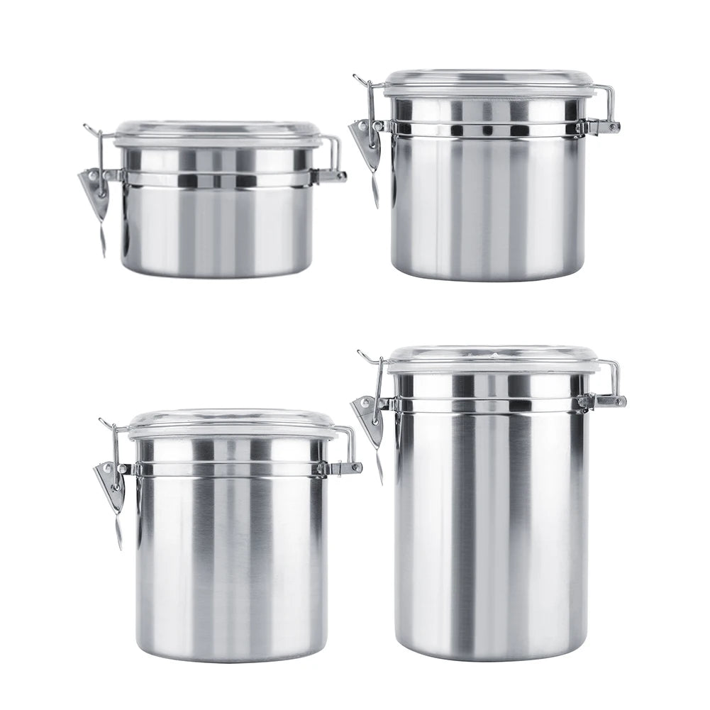 Stainless Steel Vacuum-Sealed Coffee Container – Beans Storage Jar for Home & Kitchen, 800-1800ml Options
