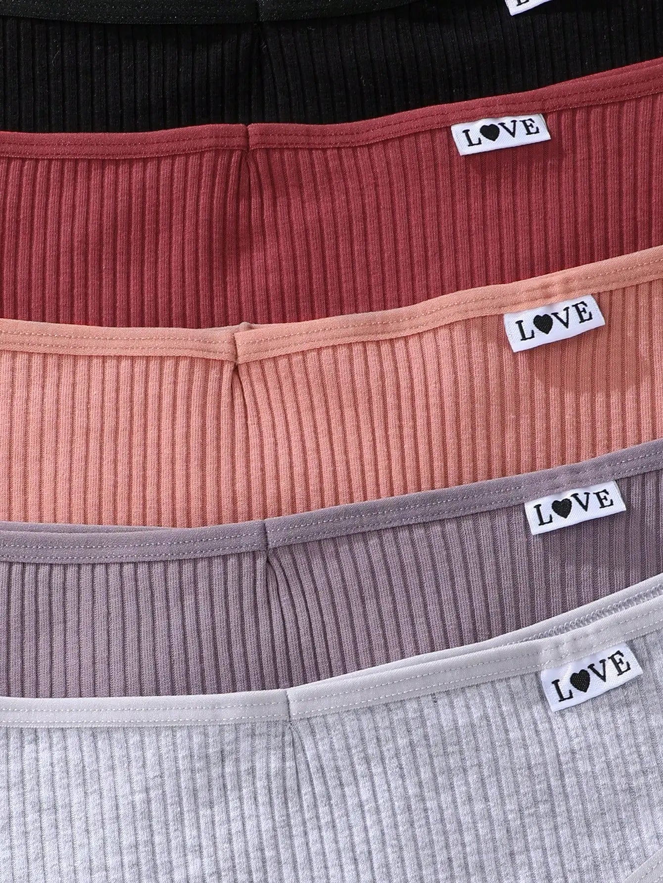 Women's Printed Low Waist Panties - 5-Piece Pack High Elasticity Cute Letter Design Underwear