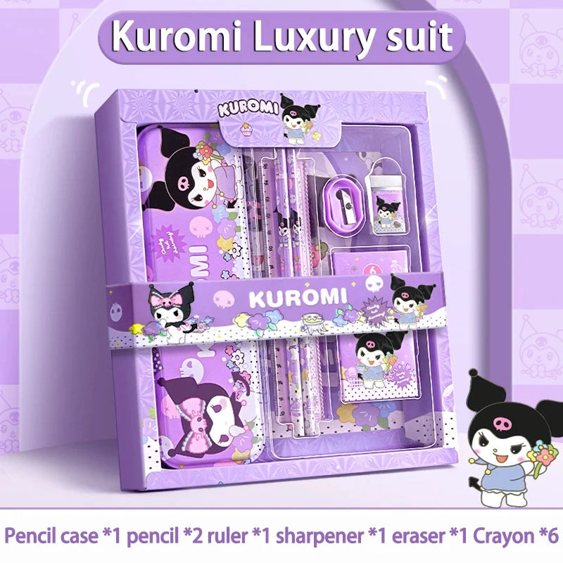 Sanrio Kawaii Stationery Gift Box – 12-Piece School Supplies Set with Kuromi, My Melody & Cinnamoroll for Girls