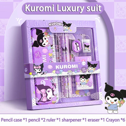 Sanrio Kawaii Stationery Gift Box – 12-Piece School Supplies Set with Kuromi, My Melody & Cinnamoroll for Girls
