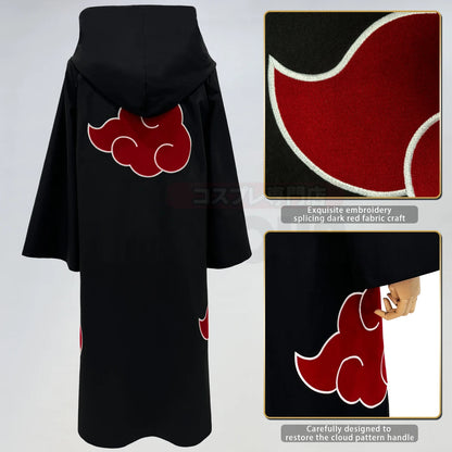 HOLOUN Anime Uchiha Itachi & Sasuke Cosplay Cloak – Embroidered Hawk Team Akatsuki Costume for Christmas