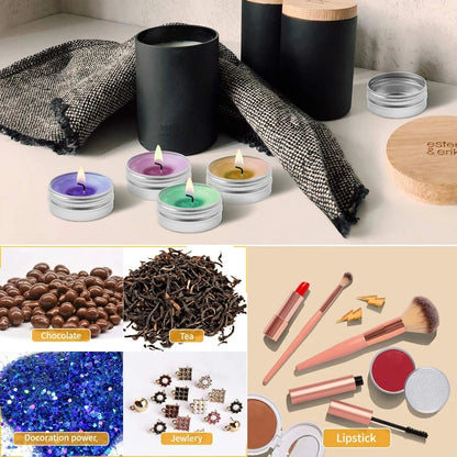 50PCS Aluminum Tin Jars – 5g to 100g Metal Containers for Cosmetic Creams, Lip Balm & Face Care