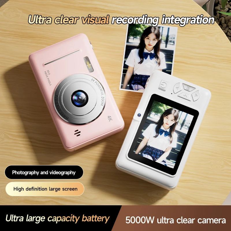 4K Retro CCD Portable Digital Camera – Entry-Level Dual Camera with Flash, 50MP, Auto Focus & Anti-Shake